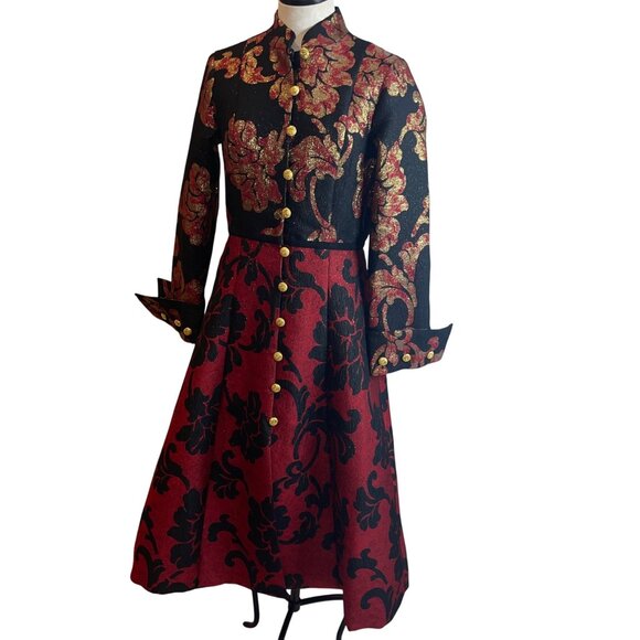 Samuel Dong Womens Coat Size Small Multicolor Brocade Pockets Floral New - Picture 13 of 13